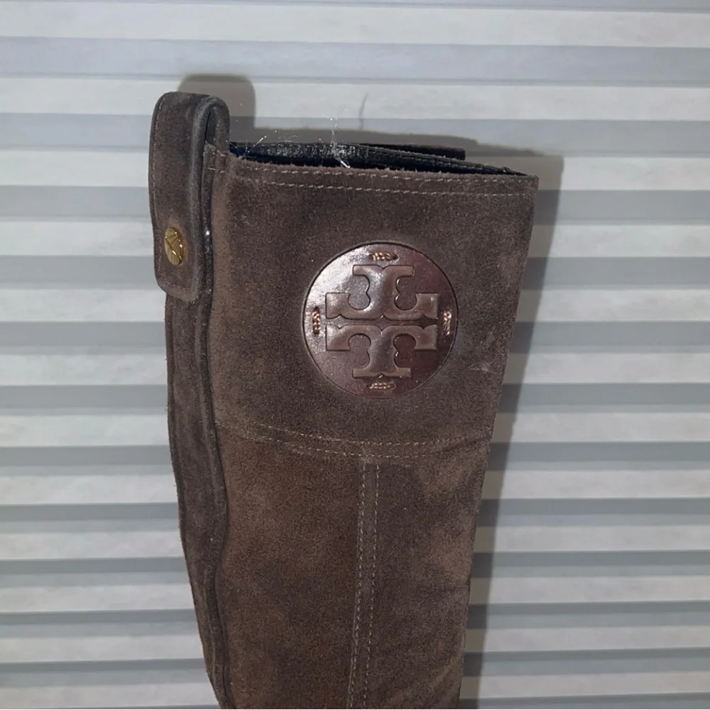 Tory Burch Dark Brown Suede Over the Knee Heel Boots